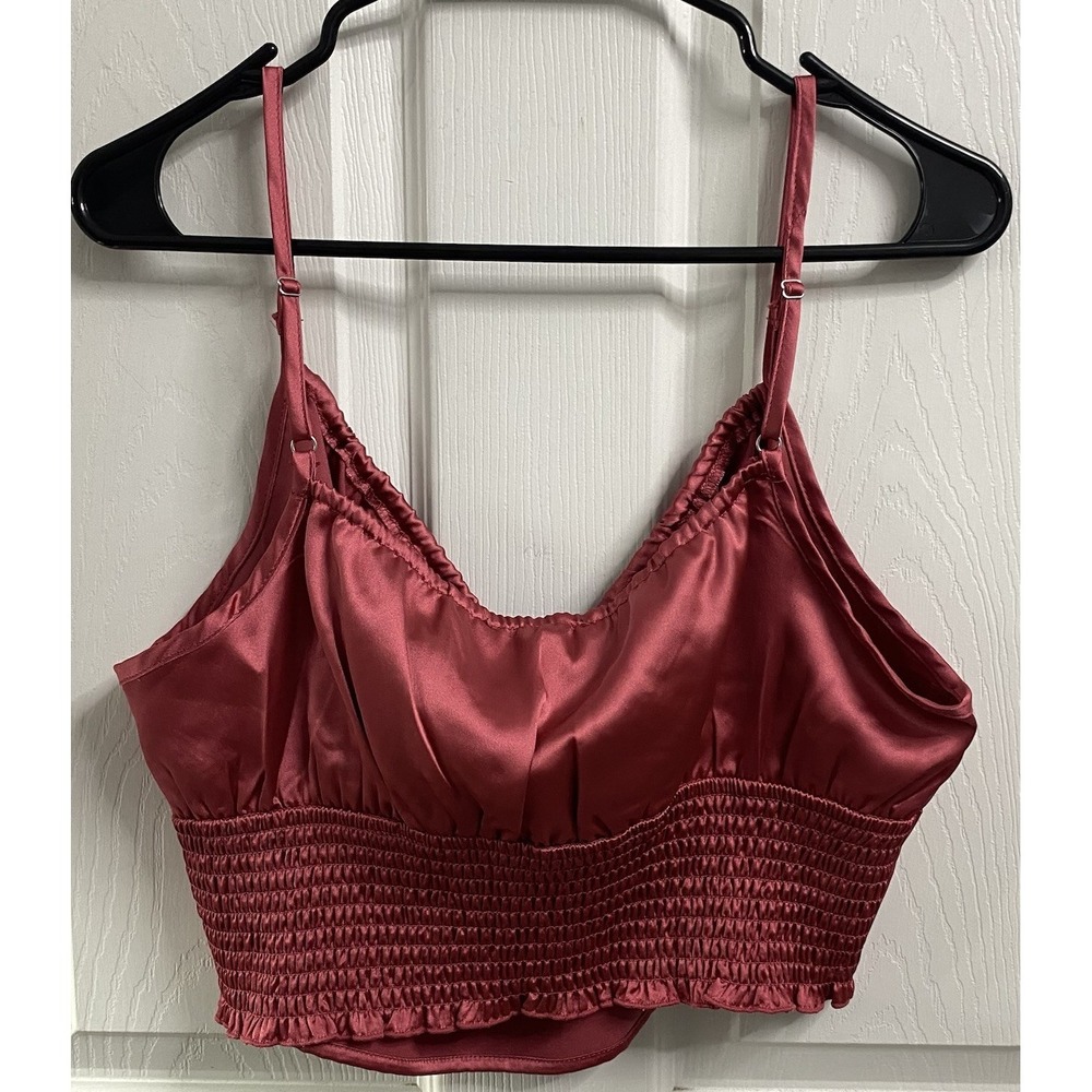 FOREVER 21 Juniors Women's Satin Camisole Top Brick Red Bodice Sz.XL NWT - Picture 2 of 8